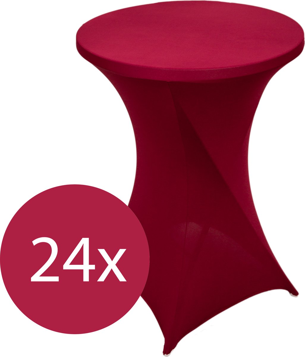 Statafelrok Burgundy x 24 – ∅80-85 x 110 cm – Stretch 24 stuks – Tafelrok voor Statafel – Geschikt voor Horeca Evenementen | Sta Tafel Hoes | Staantafelhoes | Cocktailparty | Trouwerij